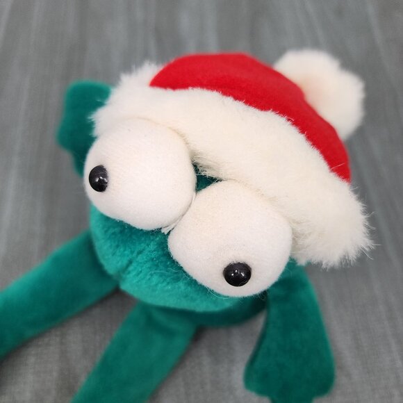 Vintage House of Lloyd Mr Toad Jangles Frog Green Plush Stuffed Animal Christmas - Picture 2 of 6
